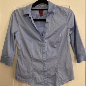 Women's Blue Button-up Blouse in Size Petite Extra Small